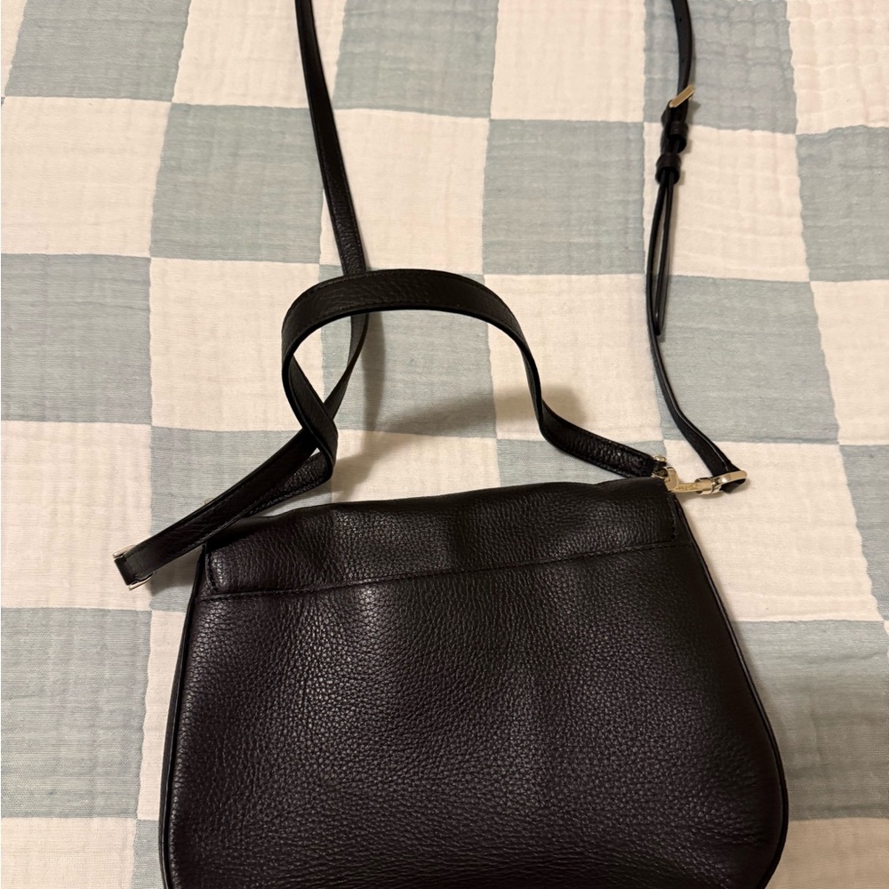 kate spade Leila Black Pebbled Leather Double Flap Crossbody - Picture 8 of 10